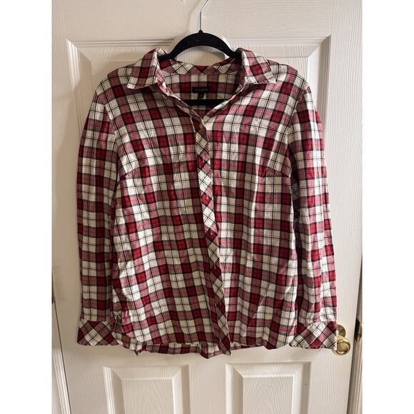 Talbots CLASSIC COTTON SHIRT - SHIMMER PLAID Size M - Picture 2 of 7